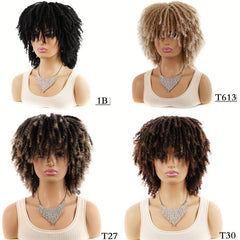 Short Twist Wigs for Women - 24 Cm Dreadlock Wigs Afro Curly Synthetic Wigs
