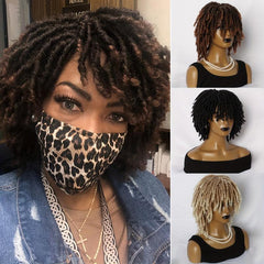 Short Twist Wigs for Women - 24 Cm Dreadlock Wigs Afro Curly Synthetic Wigs