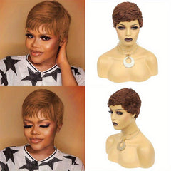 15 24 Cm Short Pixie Cut Hair Wigs With Bangs Brazilian Virgin Human Hair Wigs