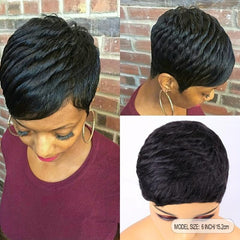 15 24 Cm Short Pixie Cut Hair Wigs With Bangs Brazilian Virgin Human Hair Wigs