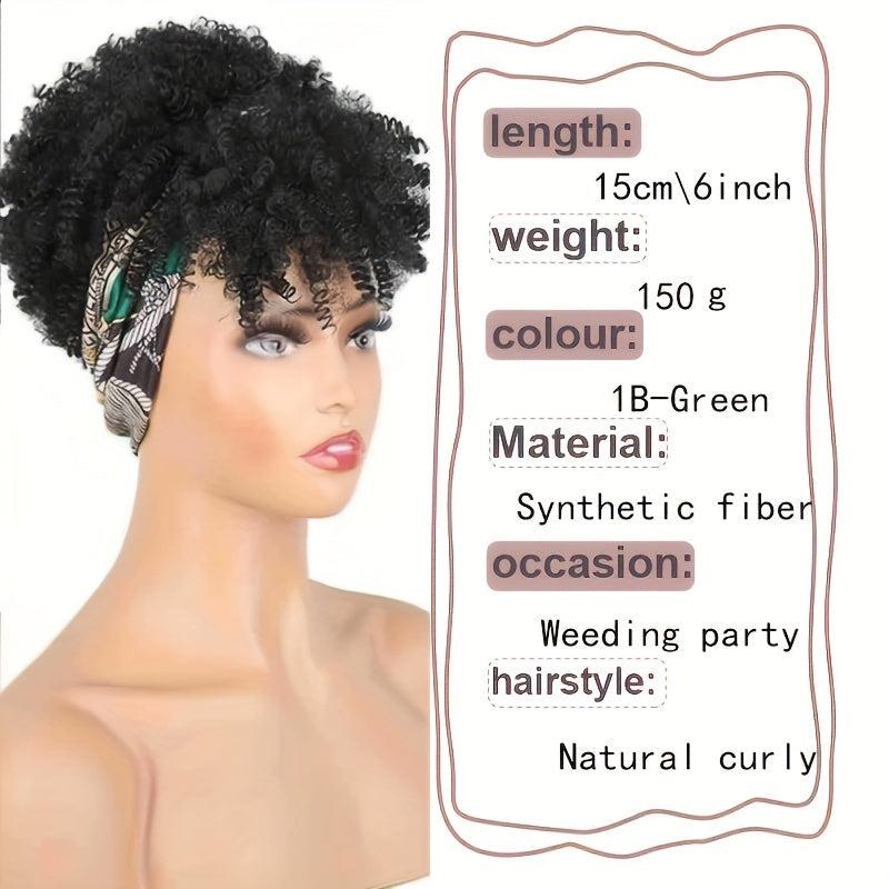 Afro Kinky Curly Headband Wig with Bangs