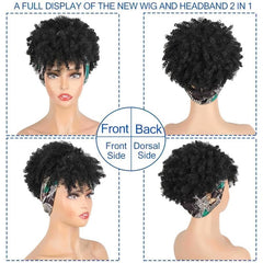 Afro Kinky Curly Headband Wig with Bangs