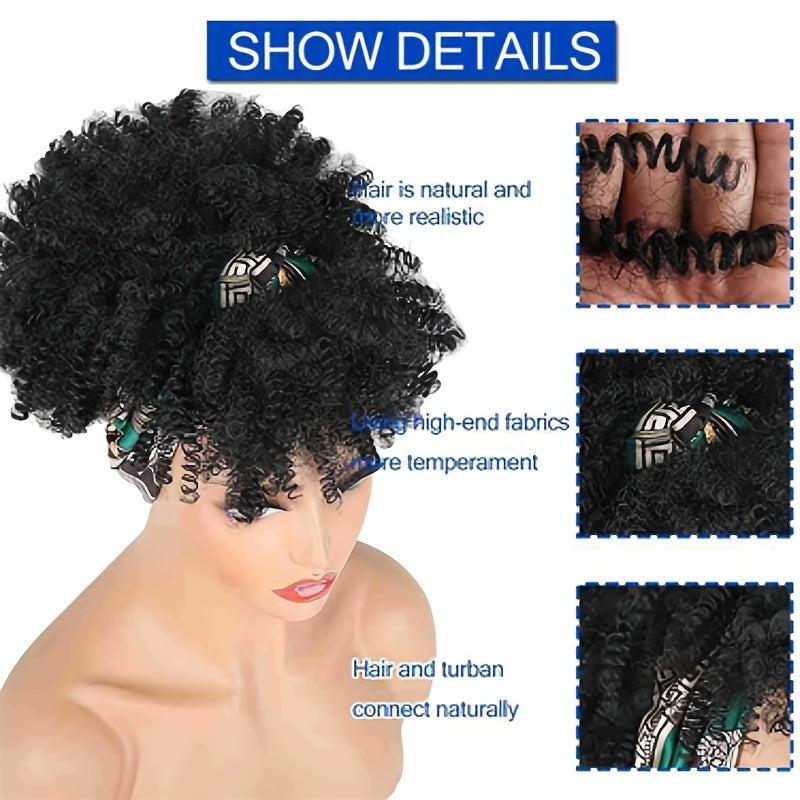 Afro Kinky Curly Headband Wig with Bangs