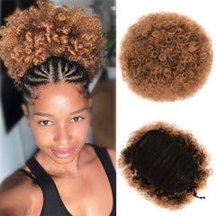 Afro Curly Ponytail Extension Drawstring Hair Clip On Synthetic Hair