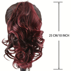 Wavy Claw Ponytail Clip In Hair Extension Brown Synthetic False Hairpiece