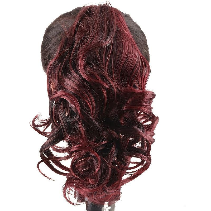 Wavy Claw Ponytail Clip In Hair Extension Brown Synthetic False Hairpiece