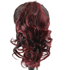Wavy Claw Ponytail Clip In Hair Extension Brown Synthetic False Hairpiece