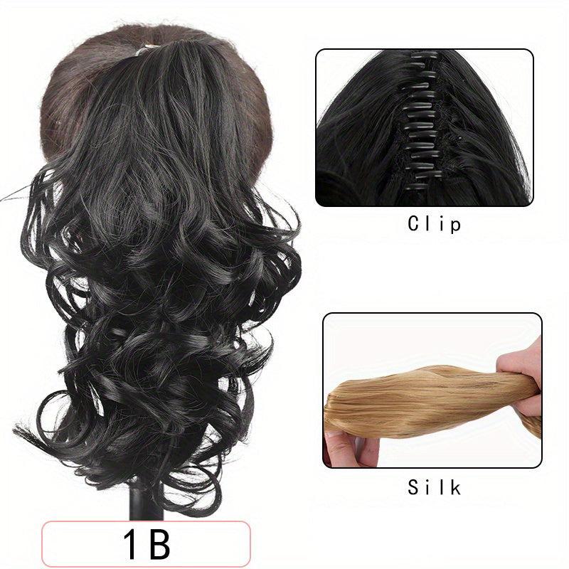 Wavy Claw Ponytail Clip In Hair Extension Brown Synthetic False Hairpiece