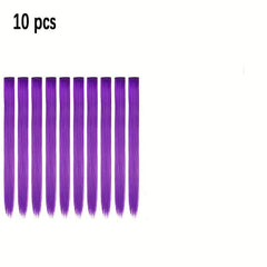 10pcs 45-72cm Multicolor Hair Extensions for Women Party Cosplay Daily Wear