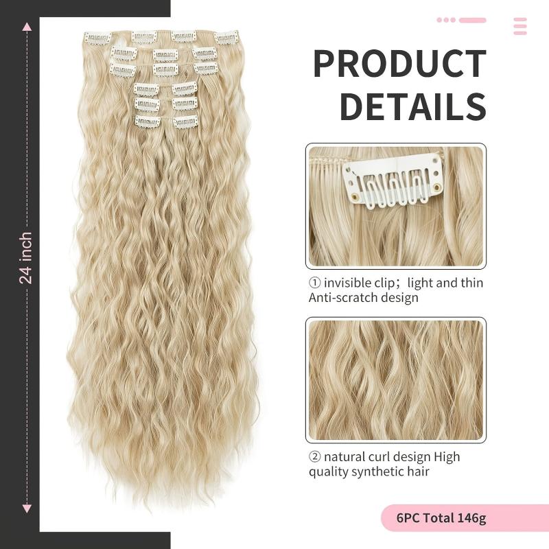 6pcs Long Curly Wavy Hair Extensions for Daily Use