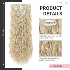 6pcs Long Curly Wavy Hair Extensions for Daily Use