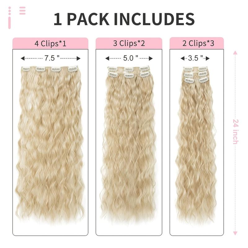 6pcs Long Curly Wavy Hair Extensions for Daily Use