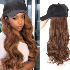 Hat Wigs 60 96 Cm Long Curly Wavy Hair Wigs With Baseball Cap