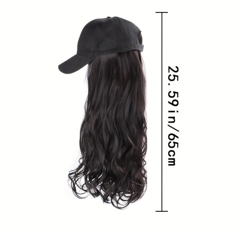 Hat Wigs 60 96 Cm Long Curly Wavy Hair Wigs With Baseball Cap