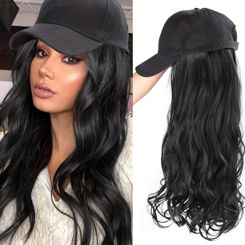 Hat Wigs 60 96 Cm Long Curly Wavy Hair Wigs With Baseball Cap