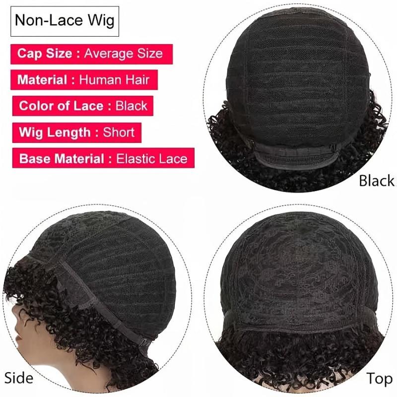 Brazilian Virgin Human Hair Pixie Cut Wig with Bangs