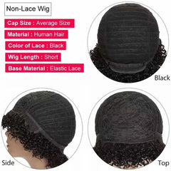 Brazilian Virgin Human Hair Pixie Cut Wig with Bangs