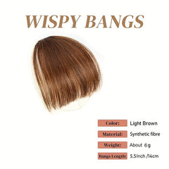 Light Brown Wispy Bangs Clip In Synthetic Hairpiece for Daily Wear