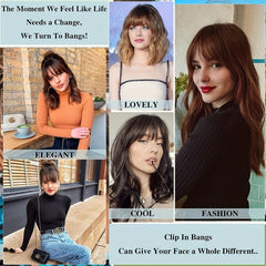 Light Brown Wispy Bangs Clip In Synthetic Hairpiece for Daily Wear