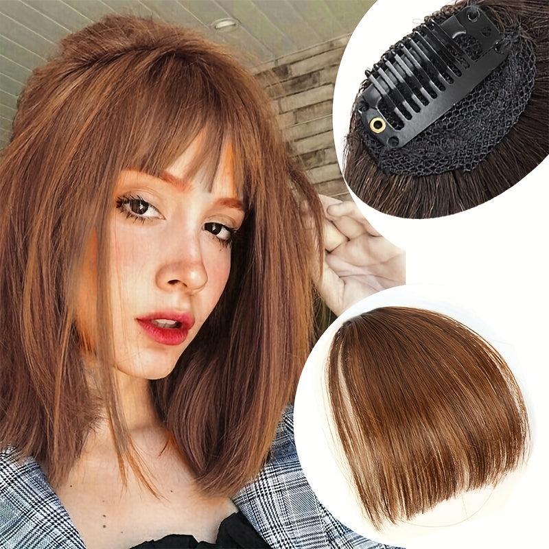 Light Brown Wispy Bangs Clip In Synthetic Hairpiece for Daily Wear