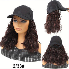 Wavy Curly Hair Wig with Baseball Cap for Daily Wear