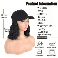 Wavy Curly Hair Wig with Baseball Cap for Daily Wear