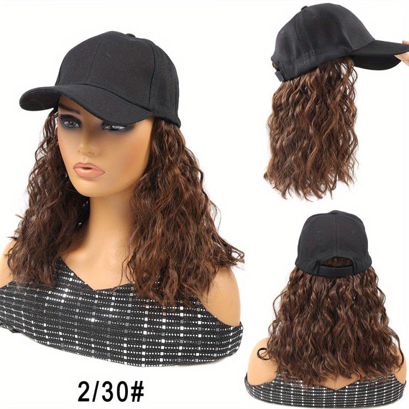 Wavy Curly Hair Wig with Baseball Cap for Daily Wear