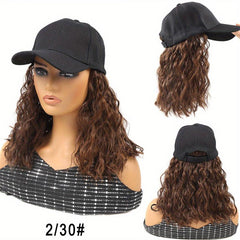 Wavy Curly Hair Wig with Baseball Cap for Daily Wear