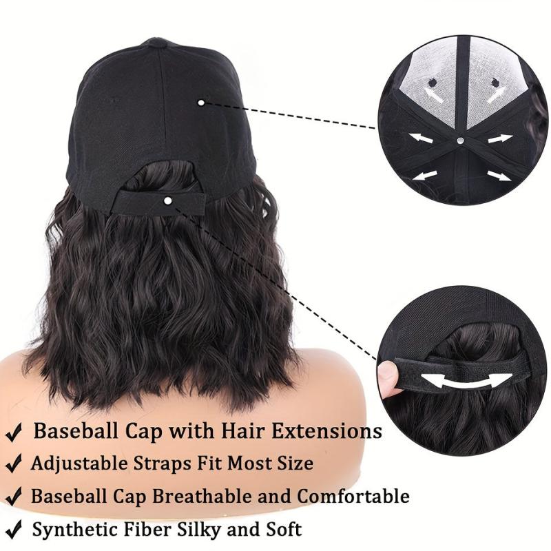 Wavy Curly Hair Wig with Baseball Cap for Daily Wear