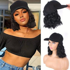 Wavy Curly Hair Wig with Baseball Cap for Daily Wear
