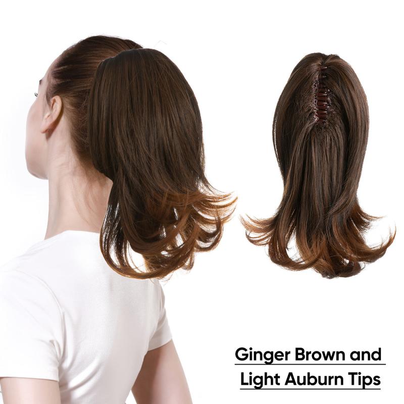 Short Blonde Curly Claw Clip Ponytail Extension 30cm Instant Hairpiece
