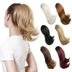 Short Blonde Curly Claw Clip Ponytail Extension 30cm Instant Hairpiece