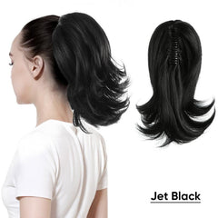 Short Blonde Curly Claw Clip Ponytail Extension 30cm Instant Hairpiece