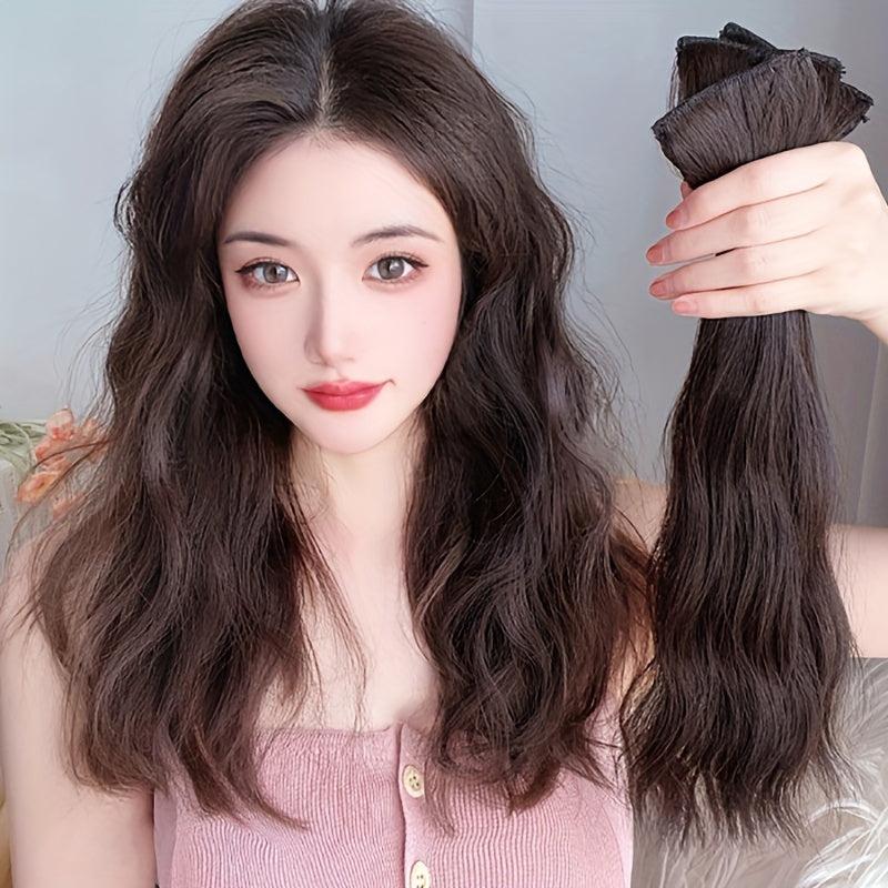 Long Curly Hair Pieces Synthetic Clip In Hair Extensions Natural Look