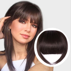 Invisible Clip In Bangs with Temples Natural Flat Fringe Hairpieces