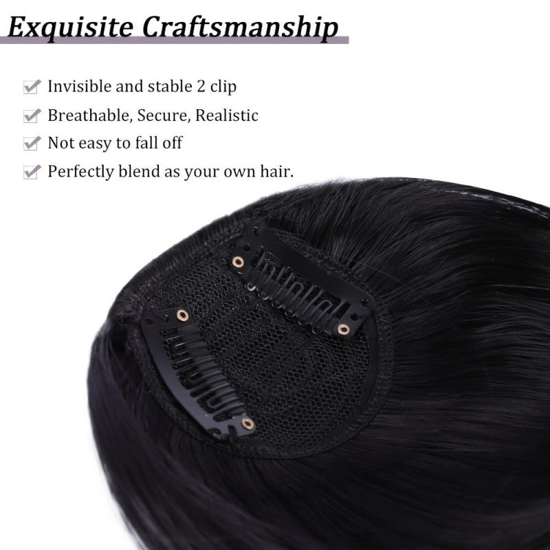 Invisible Clip In Bangs with Temples Natural Flat Fringe Hairpieces
