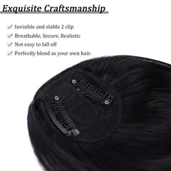 Invisible Clip In Bangs with Temples Natural Flat Fringe Hairpieces