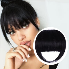Invisible Clip In Bangs with Temples Natural Flat Fringe Hairpieces