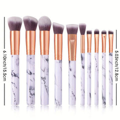 10 Pcs Marble Makeup Brushes Set