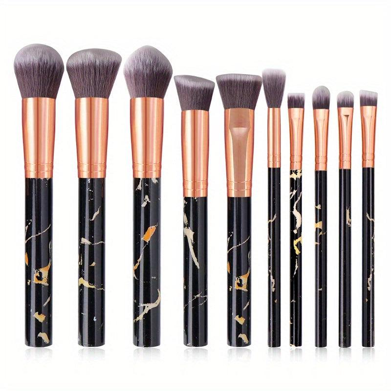 10 Pcs Marble Makeup Brushes Set