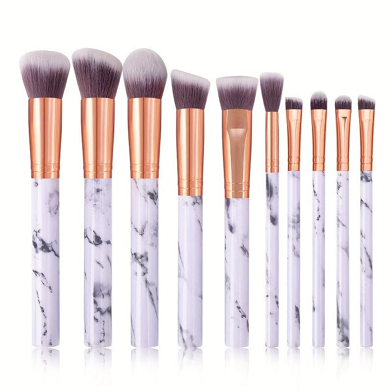 10 Pcs Marble Makeup Brushes Set