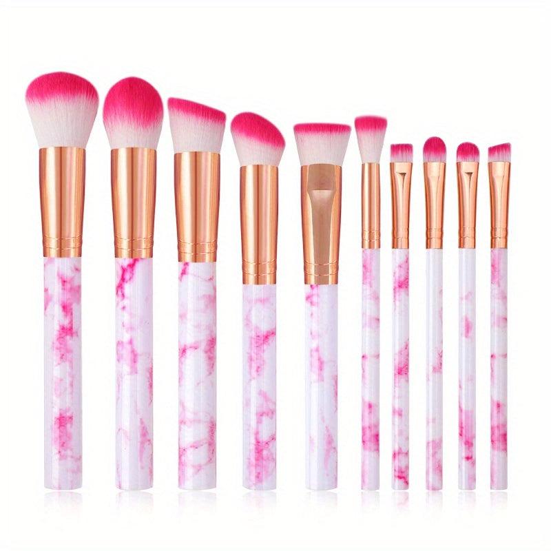 10 Pcs Marble Makeup Brushes Set