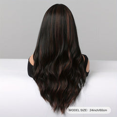 Brown 60 96 Cm Long Curly Wavy Hair Wig Synthetic Heat Resistant for Women Girls