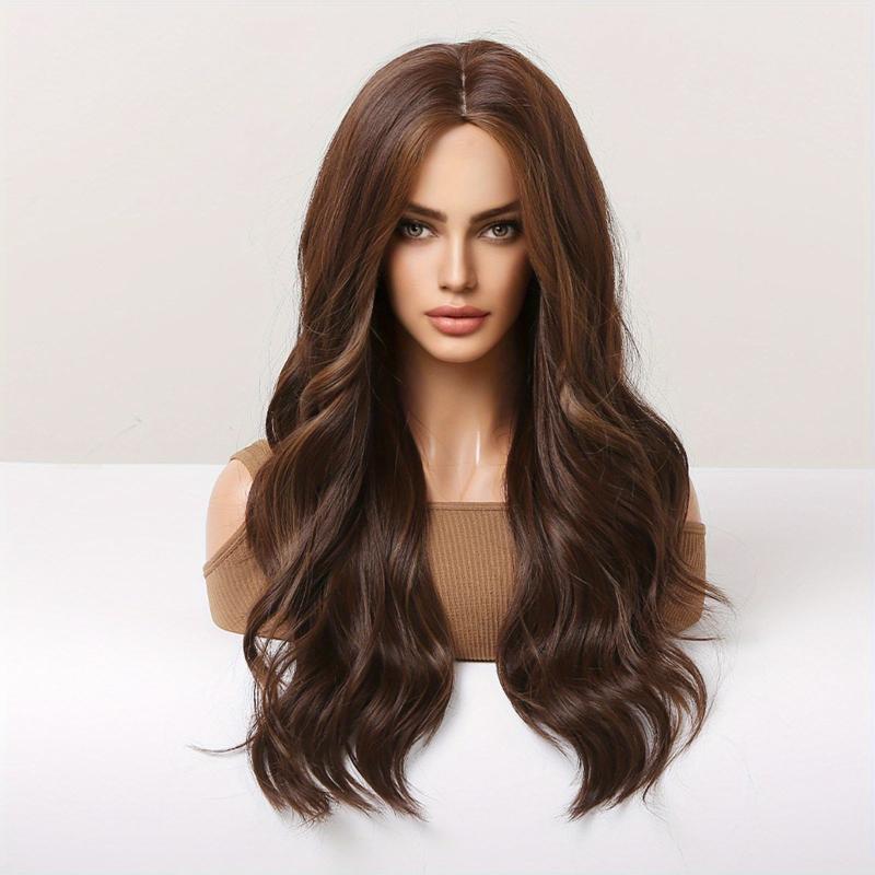 Brown 60 96 Cm Long Curly Wavy Hair Wig Synthetic Heat Resistant for Women Girls
