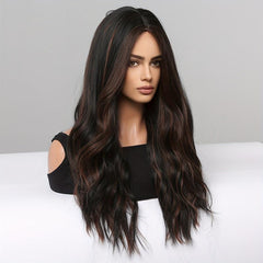 Brown 60 96 Cm Long Curly Wavy Hair Wig Synthetic Heat Resistant for Women Girls
