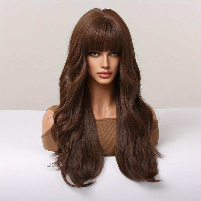 Brown 60 96 Cm Long Curly Wavy Hair Wig Synthetic Heat Resistant for Women Girls