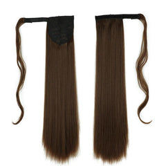 Long Straight Ponytail Extensions Synthetic Hair Piece Wrap Around Pony Tail