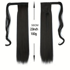 Long Straight Ponytail Extensions Synthetic Hair Piece Wrap Around Pony Tail