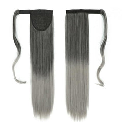 Long Straight Ponytail Extensions Synthetic Hair Piece Wrap Around Pony Tail