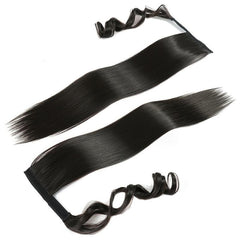 Long Straight Ponytail Extensions Synthetic Hair Piece Wrap Around Pony Tail